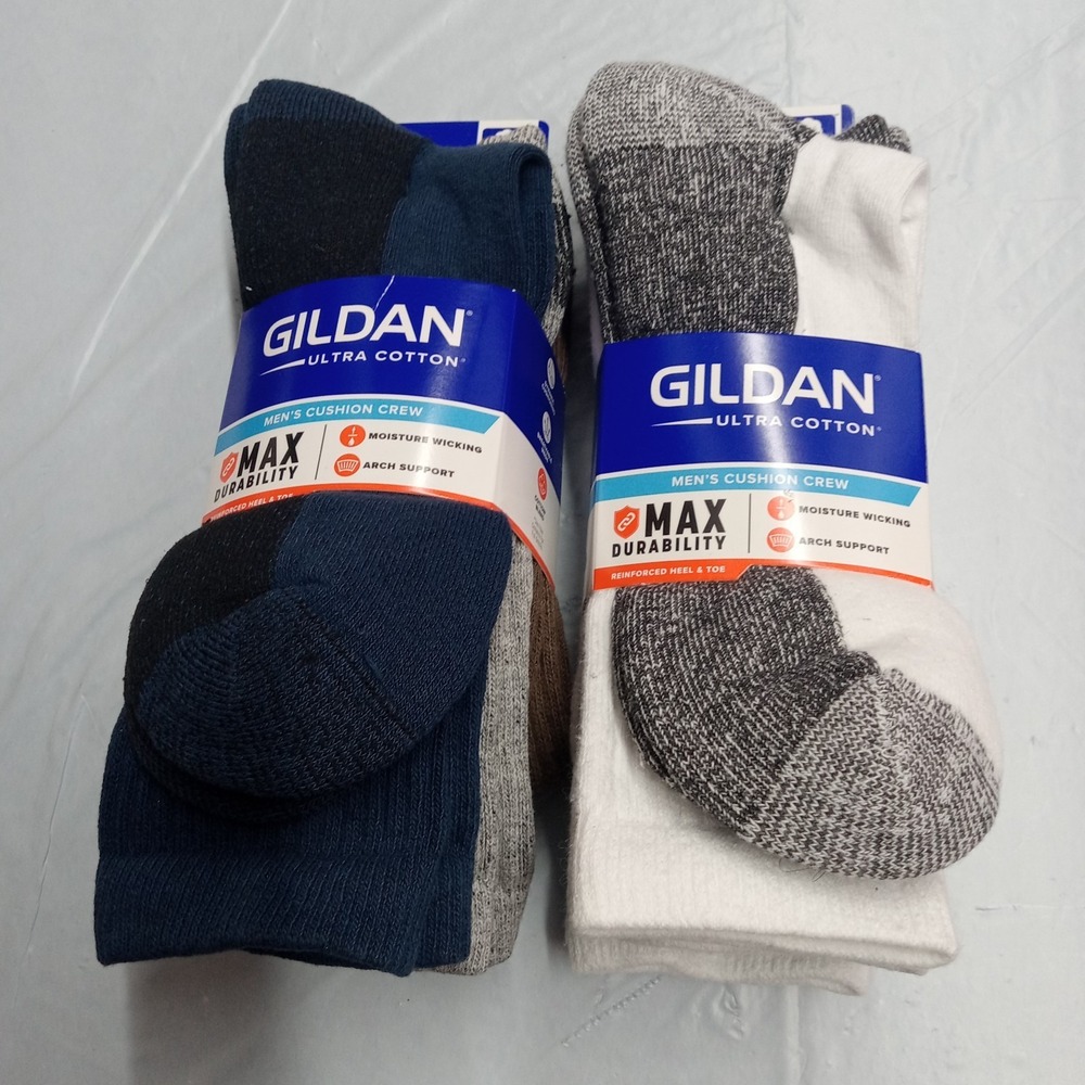 Gildan Ultra Cotton Crew Socks Men's Size 6-12 Assorted Colors 6 Pairs